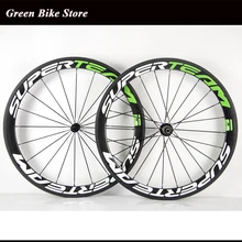 SUPERTEAM Оптовые 700c Углеродные колеса 50 мм клинчер для велосипеда колеса с суперкомандой наклейка в глянцевый зеленый наклейка колесная