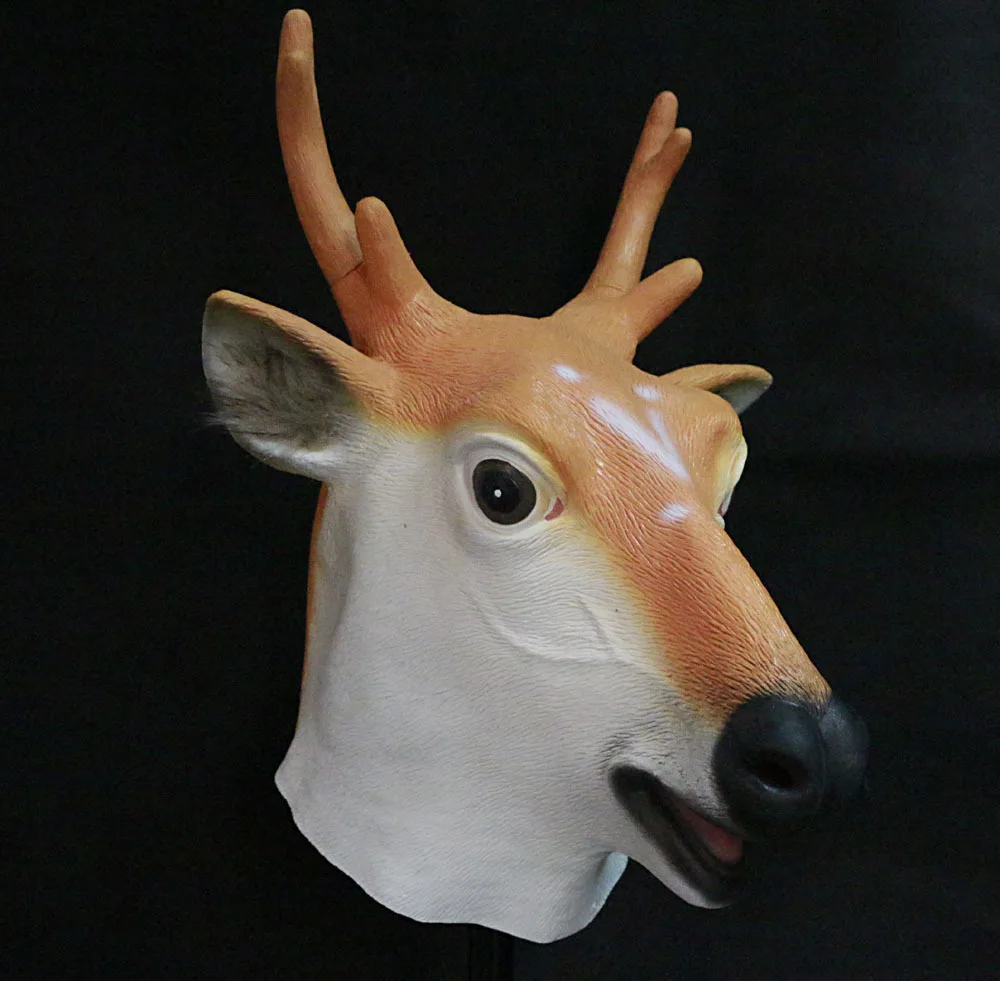 ADULT DEER REINDEER LATEX MASK RUDOLPH FARM ZOO ANIMAL COSTUME MASKSin