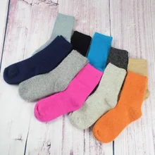 ZZIYEETTM/1 пара осенне-зимних толстых теплых носков из кроличьей шерсти модные короткие носки ярких цветов в стиле ретро из ангоры для женщин и девочек
