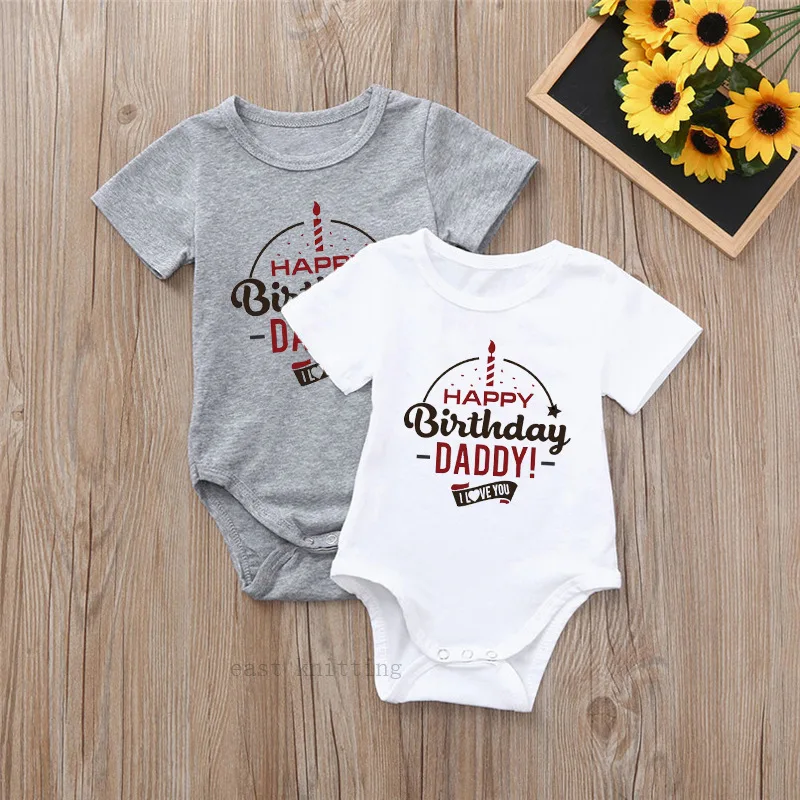 Newborn Baby Girls and Boys Clothes Letter Print Cotton Summer Rompers Jumpsuit Costume HAPPY Birthday DADDY Roupa Menina Kids