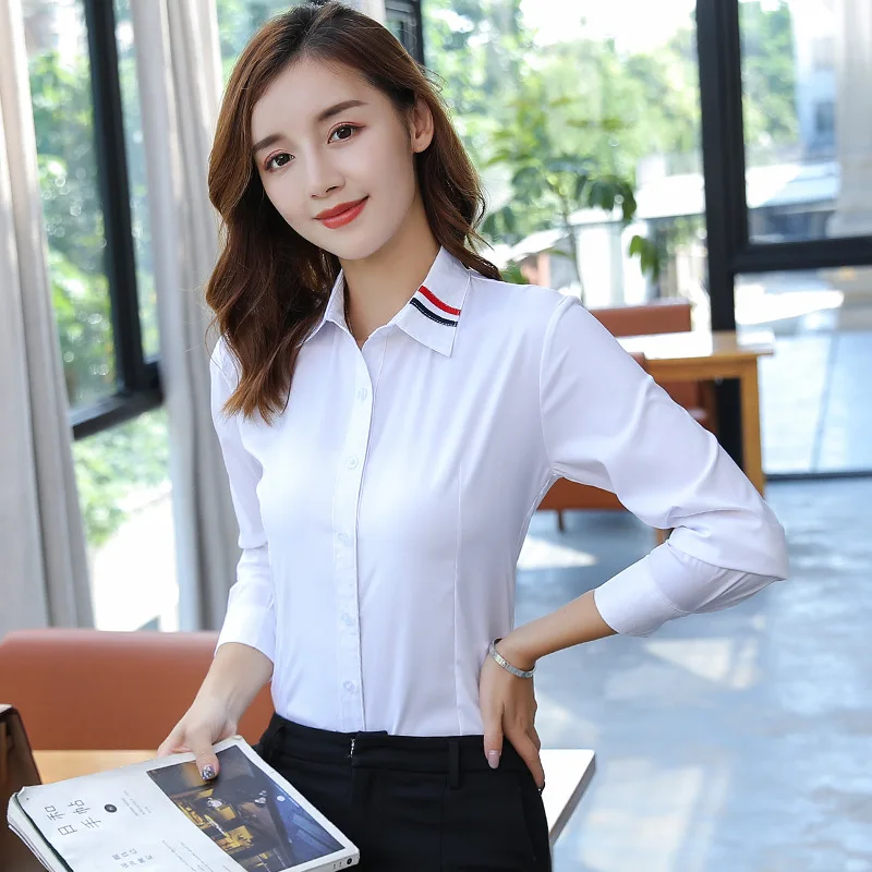 

Mr.nut White shirt female 2019 new professional long sleeve Korean version womens tops and blouses