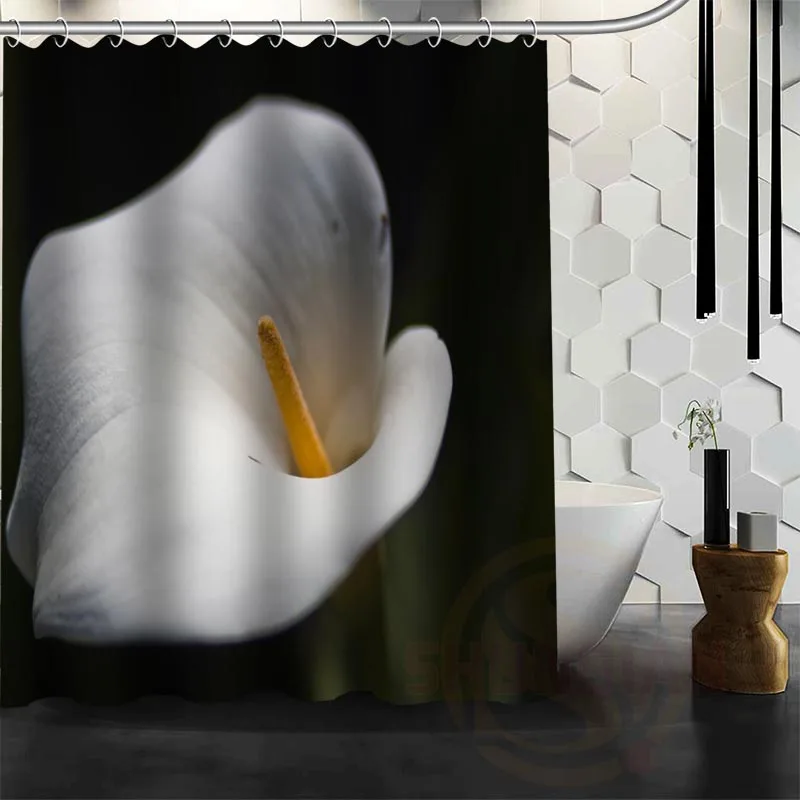 Лучший Хороший пользовательский черный и белый цветы занавеска для душа для ванной водонепроницаемый ткань для ванной комнаты больше размера WJY#27 - Цвет: 20