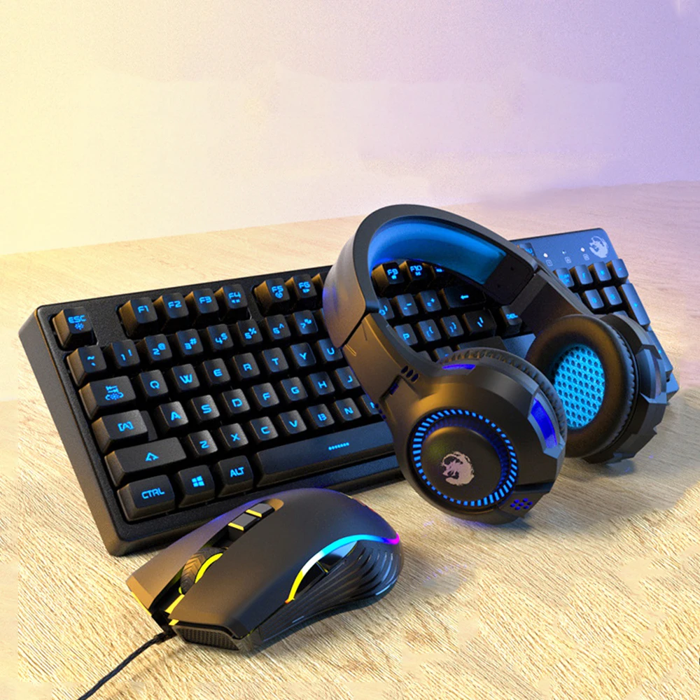 Mechanical Feel Gaming Keyboard Mouse Headphones Set Backlight Wired Mechanical Feel Keyboard Mouse Headphones Set For Computer