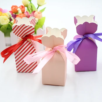 

50Pcs Cartoon vase Paper Gift box, Baby Shower Souvenirs Gift Favor bag,Kids Girls Birthday Candy Box,Wedding Party Supplies