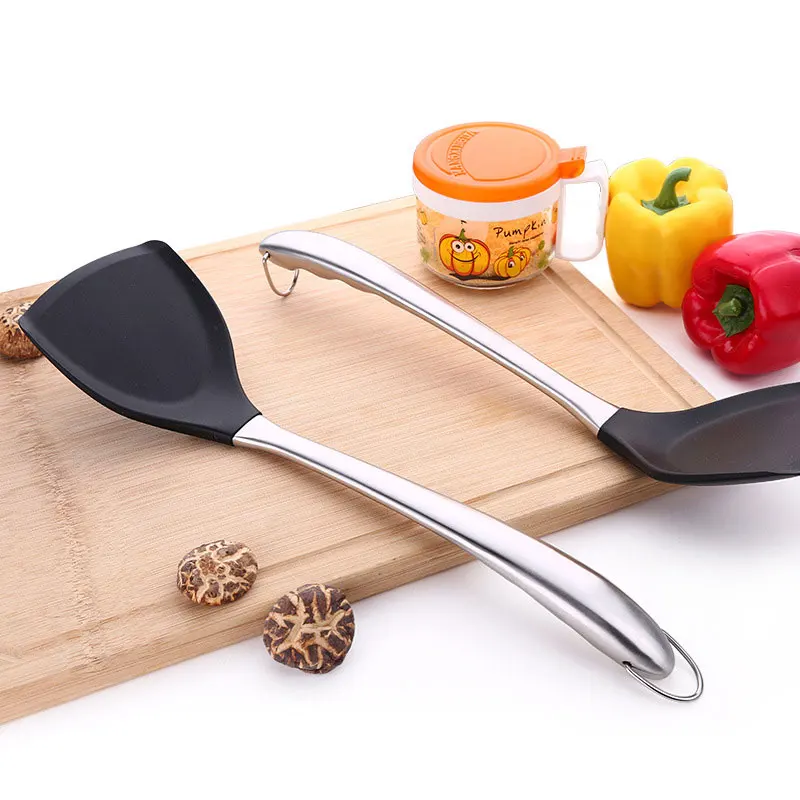 

EAAGD Heat Resistant Silicone Spatula/Spoonula Non-Stick Wok Turner in Hygienic Solid Coating with Stainless Steel Handle