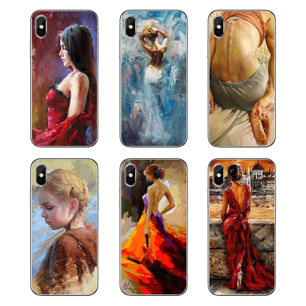 

Transparent TPU Cases Cover Female oil painting beauty Sexy For Huawei Honor 8 8C 8X 9 10 7A 7C Mate 10 20 Lite Pro P Smart Plus