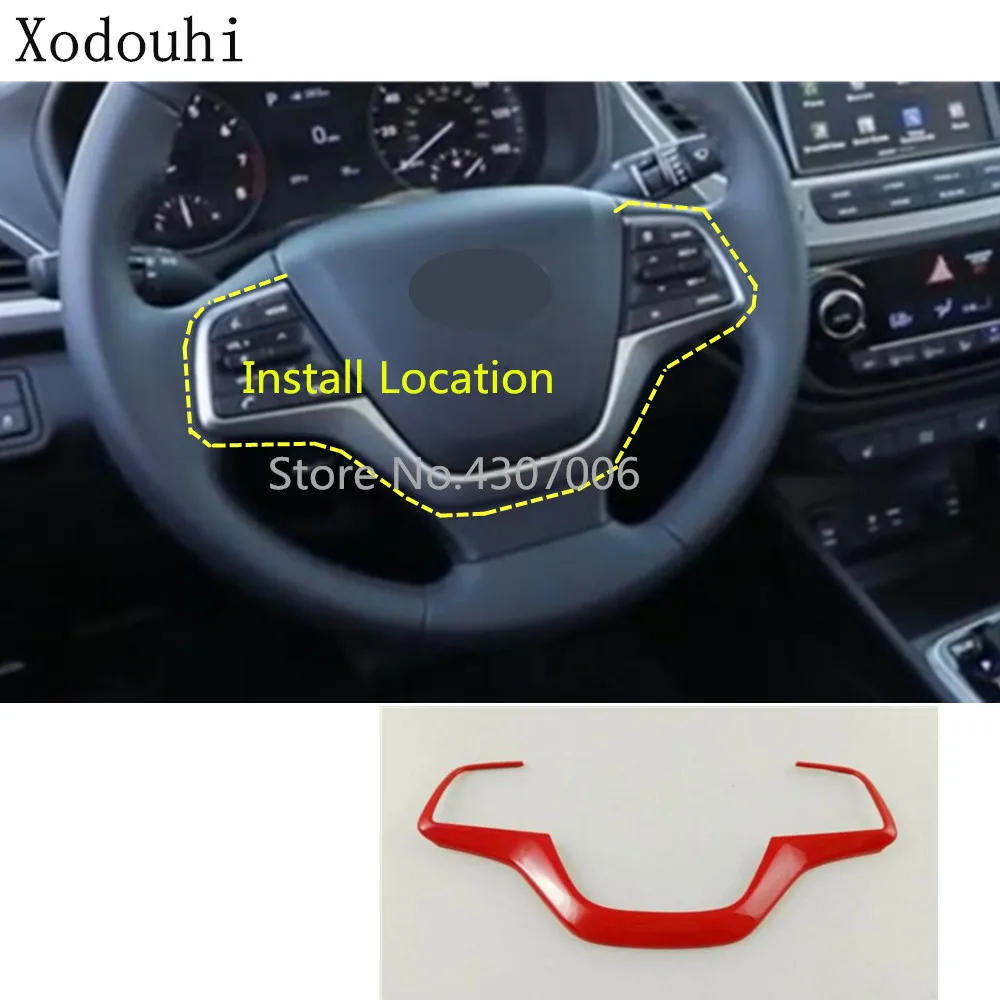 

car body cover styling Steering wheel Interior Kit switch Trim frame 1pcs for Hyundai Solaris Accent 2017 2018 2019