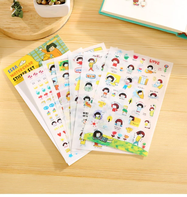 

6pcs/lot Cute girl life PVC Stickers For DIY Albums Diary Decoration Cartoon Scrapbooking Kawaii School Office Stationery