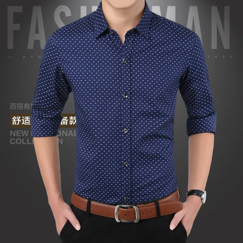 Новинка, весенние мужские рубашки, повседневная приталенная Мужская рубашка с длинным рукавом, дизайнерская рубашка с принтом Camisa, брендовая рубашка, большие размеры M~ 5XL CA3