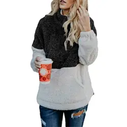 Для женщин свитер с длинными рукавами Новый 2018 осень-зима женские ботфорты Размеры d джемпер меха толстовка в стиле пэчворк пуловер с