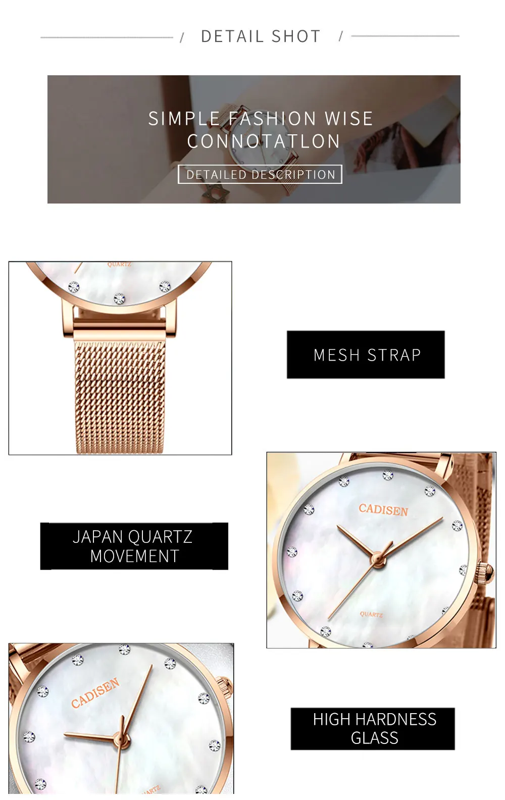 Новинка CADISEN женские часы брендовые роскошные часы женские модные золотые женские часы женские наручные часы Часы relogio feminino