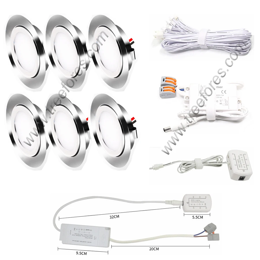

3W DC 12V Led Ceiling Light Cabinet Kitchen Dining Lighting Spot Lamp Wall Spotlight for Deck with Power Supply and Connector