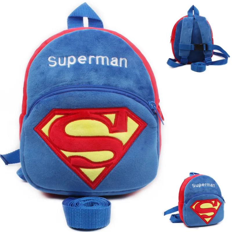 superman Детский плюшевый рюкзак-поводок с изображением Микки и Минни для прогулок, сумка с защитой от потери, Детский рюкзак для занятий спортом, школьные сумки - Цвет: superman