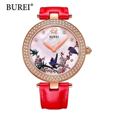 Top Fashion Brand BUREI Woman Watches Floral Design Diamond Case Japanese Movement Waterproof Watch Women Day Relogio Feminino