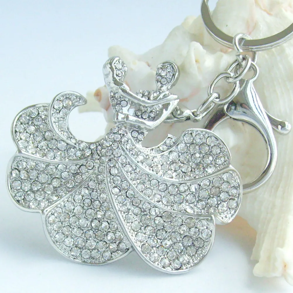 

Pretty Ballet Dancer Keychain Pendant Clear Rhinestone Crystal K05815C4