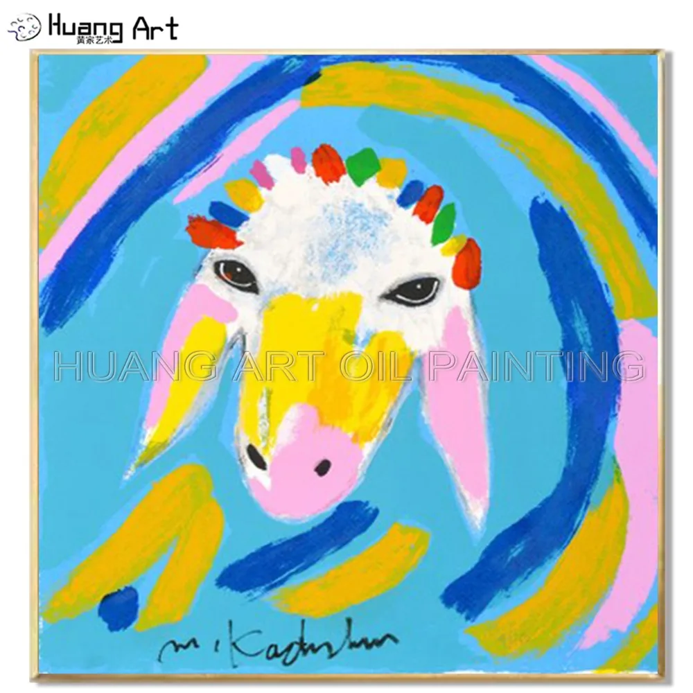 

Top Artist Reproduction 100%Hand-painted Modern Abstract Canvas Oil Painting Sheep Head Wall Artwork Handicraft Decorative Home