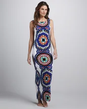 Women Geometric Print Summer Long Maxi Dress 2016 Fashion Casual Summer Sleeveless Bodycon Slim Backless Party Dresses Vestidos
