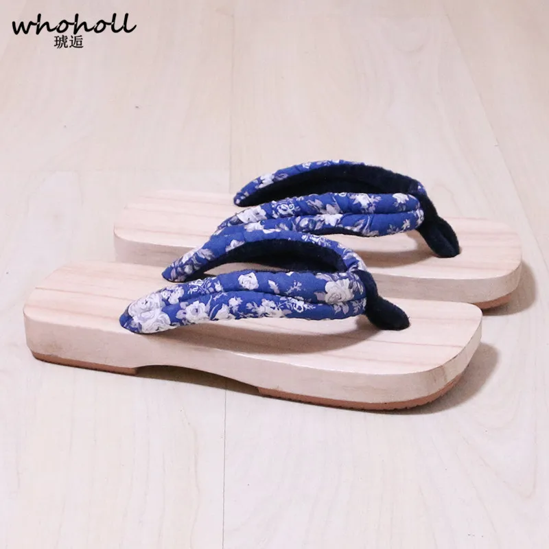 WHOHOLL Geta/летние сандалии, шлепанцы для мужчин, обувь для косплея, японская деревянная обувь, Тапочки, сабо, мужские сандалии на плоской