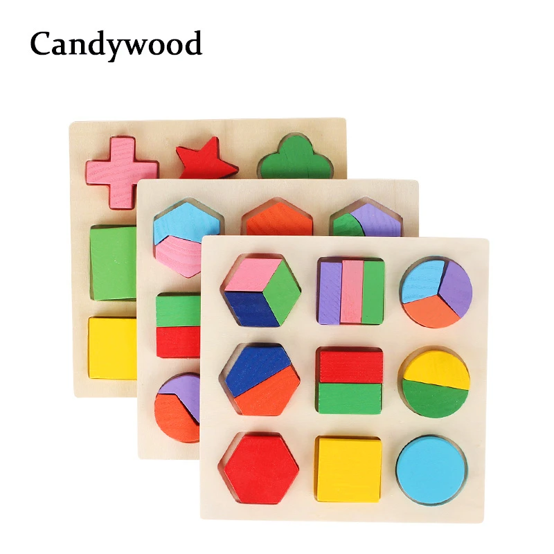 Candywood деревянные геометрические формы головоломки Дети игрушки Детский сад
