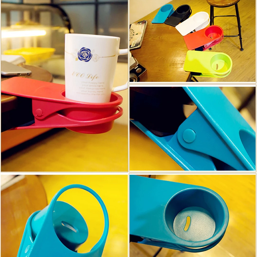Lifesaver Desk Cup Holder Clip Abs Office Drinks Beverages Cupholder