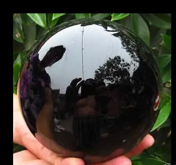 

SCY 6680132+++HOT SELL NATURAL OBSIDIAN POLISHED BLACK CRYSTAL SPHERE BALL 100MM + STAND A@