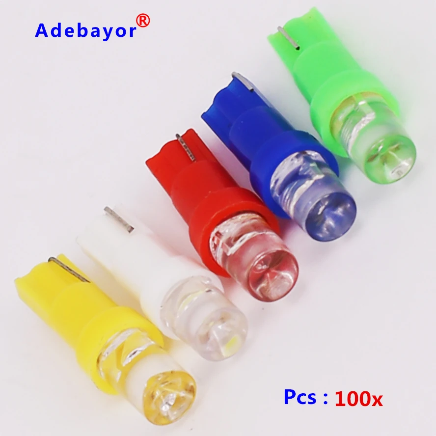 

100pcs T5 car Bulbs Dashboard instrument lights door lights map light courtesy 37 286 Super blue white green Led Light