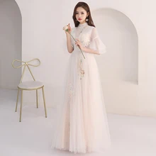 Вечернее платье с коротким рукавом на молнии, женские вечерние платья, узор, платье с цветочным рисунком De Soiree, большие размеры, высокий воротник, вечерние платья E703