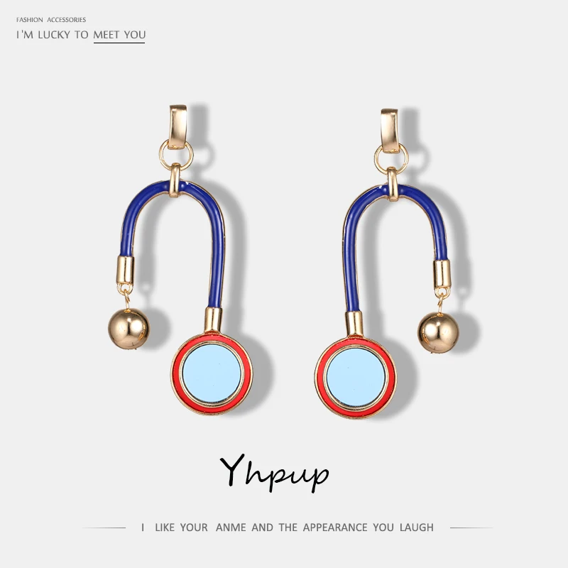 

Yhpup New Fashion U Shape Drops Oil Dangle Drop Alloy Earrings For Women Party Statement Charm Pendientes Mujer Moda Brincos