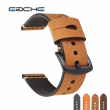 EACHE промасленные стороны ручной работы строчка Натуральная кожа браслет сталь Матовый пряжка или покрытие черная Пряжка 20 мм 22 мм 24 мм