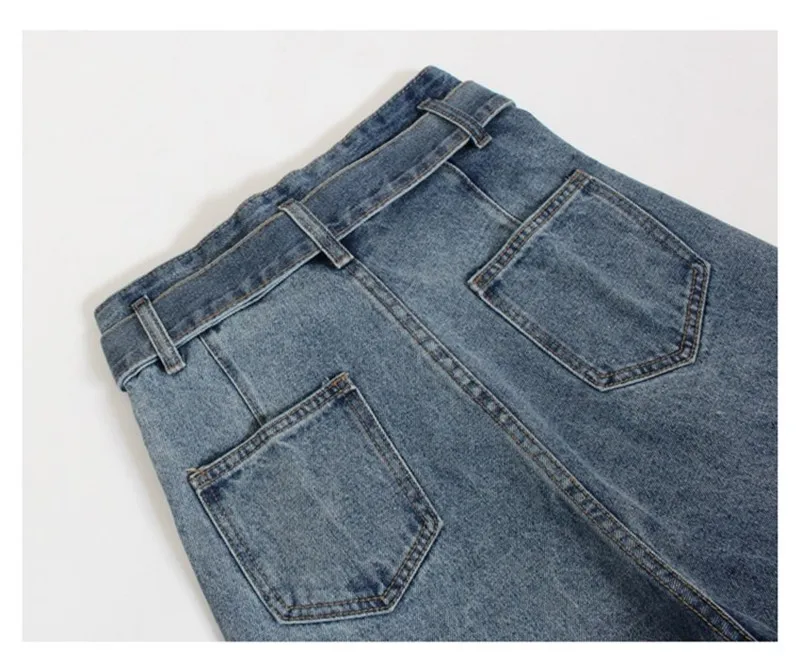 Модные ретро джинсы с высокой талией женские свободные длинные шаровары с поясом джинсы для женщин в стиле бойфренд повседневные джинсы Femme C5416