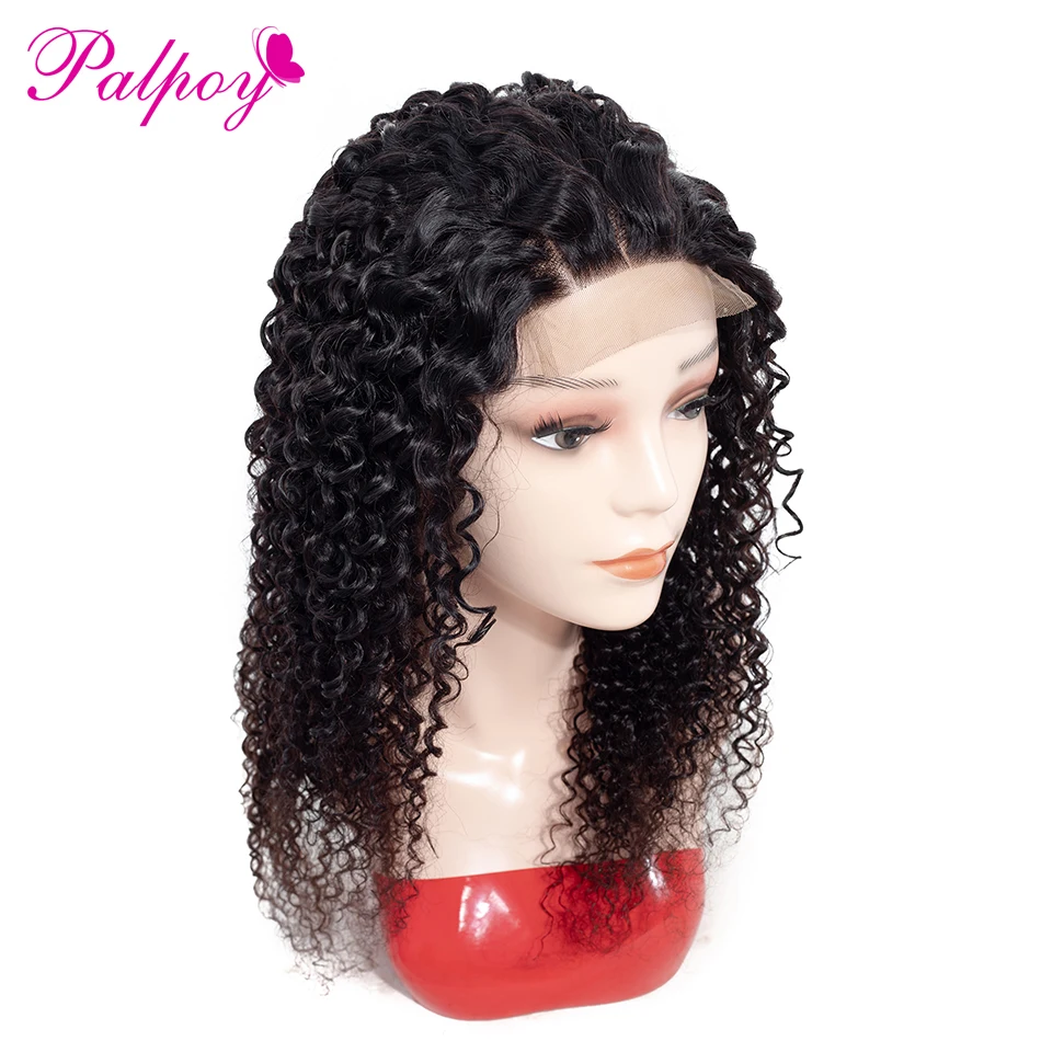 

PALPOY Brazilian Kinky Curly Human Hair Lace Front Wigs For Black Woman Remy Natural Color 8-24Inch Pre Plucked Human Hair wig