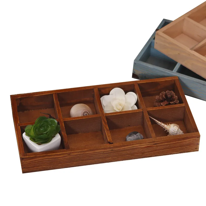 Retro Wood Craft Storage Flower Pots Wooden Boxes Decorative Classification Cosmetic Bead Rings Jewelry Box | Дом и сад