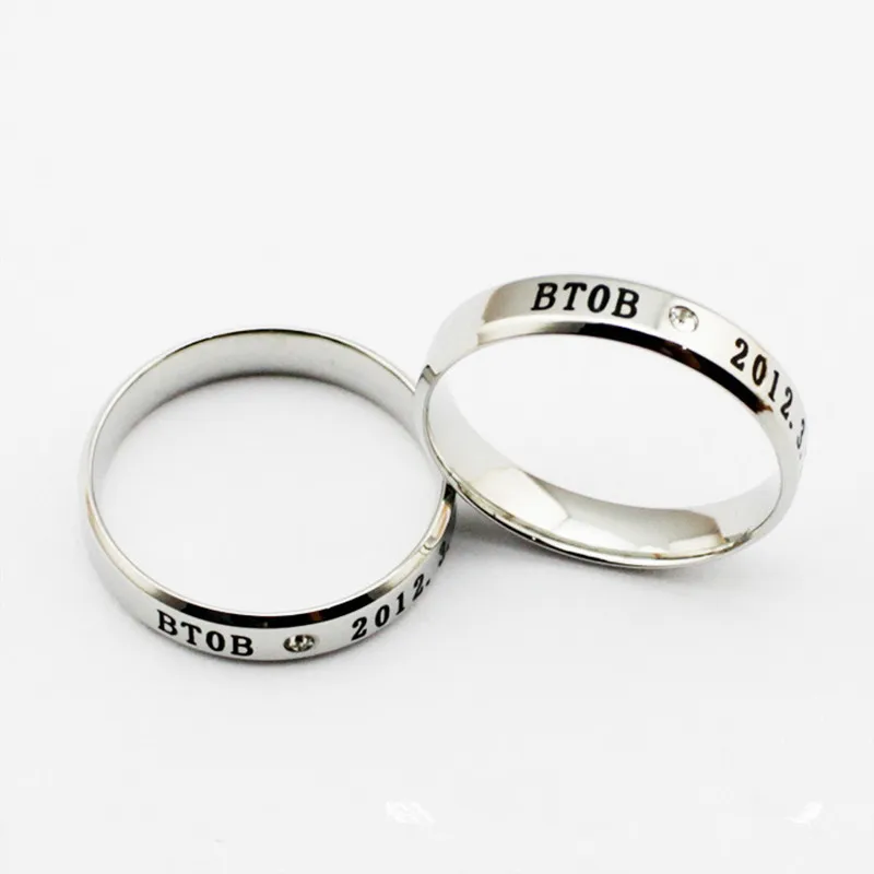 

1 PCS Korea POP BTOB Titanium Steel Crystal Rings For Women Men Jewelry Anel 18070