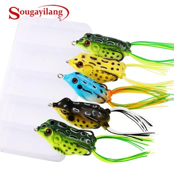 

Sougayilang 5pcs Soft Lure Target Frog 6cm 10g Topwater Snakehead Baits Fishing Simulation Frog Lure Bass Bait Pesca with Box