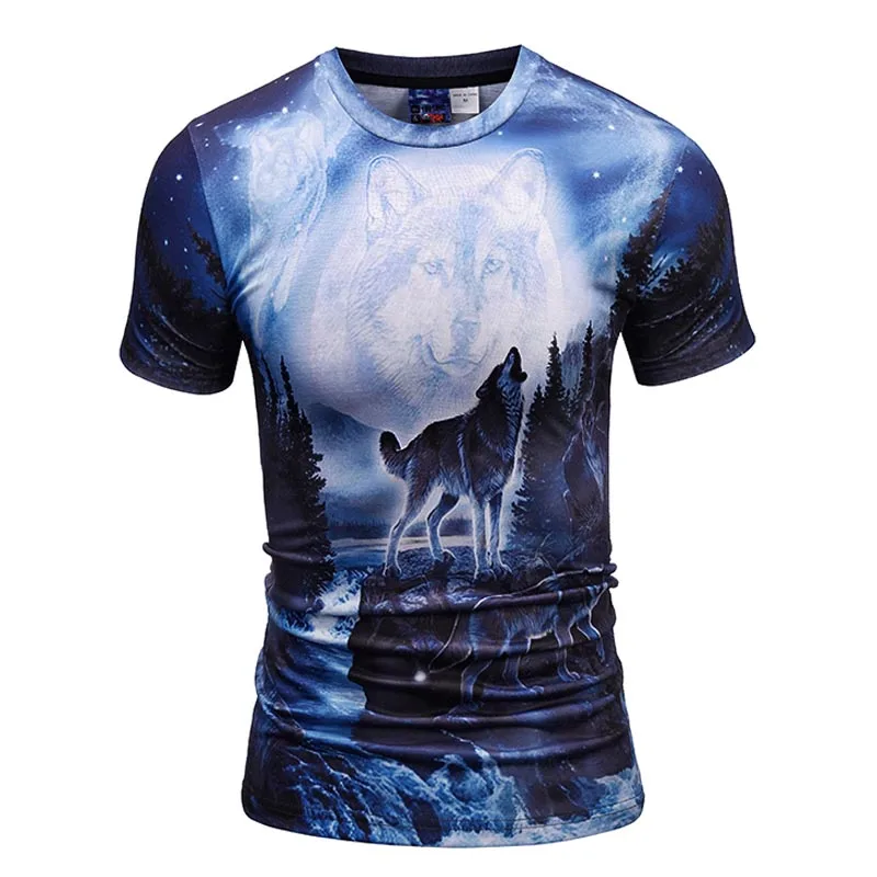 Футболка мужская с 3D принтом волка лето 2018|tee shirt homme|3d t men3d |