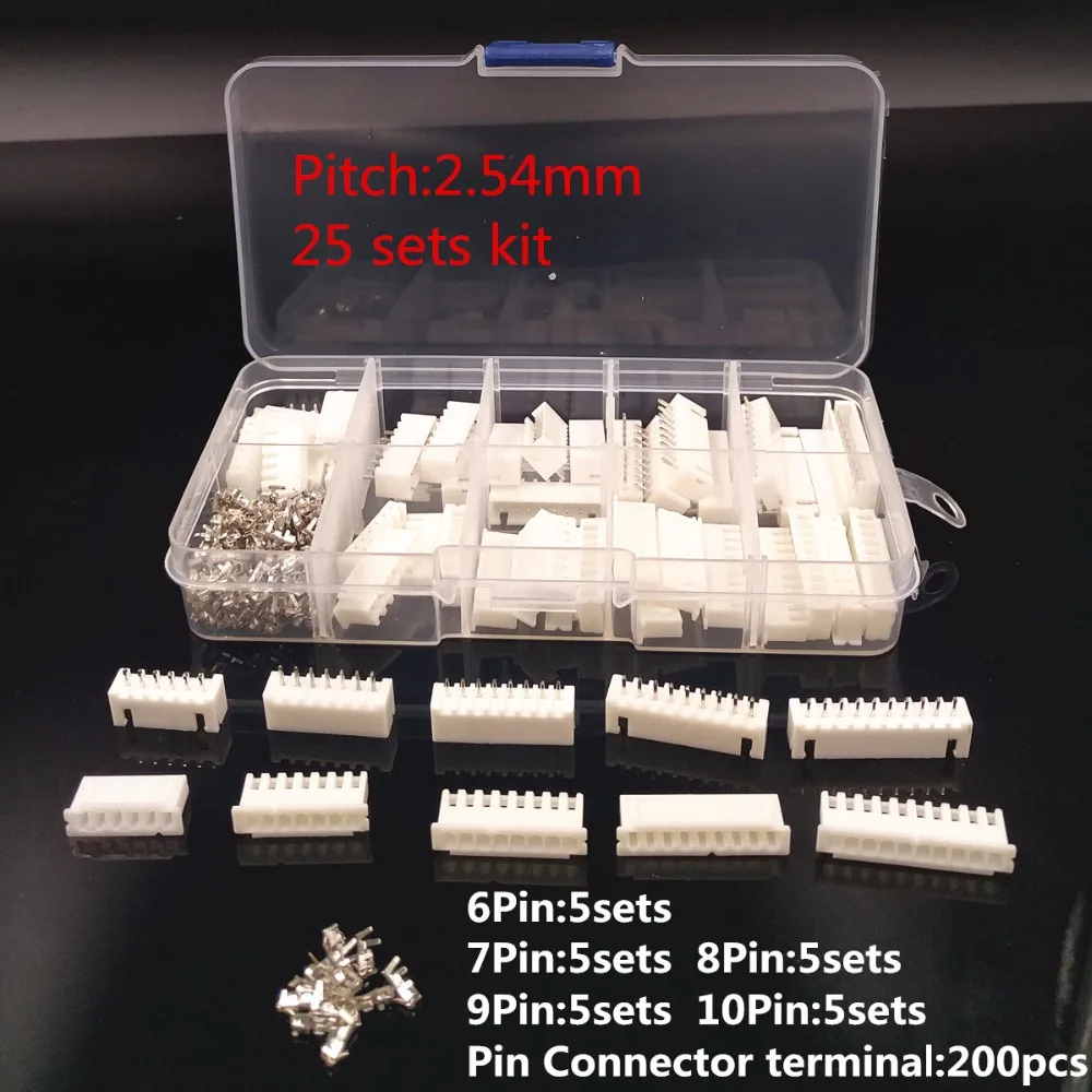 25 комплектов в коробке комплект 6p 7p 8p 9p 10Pin 2 54 мм клемма/корпус/контактный разъем