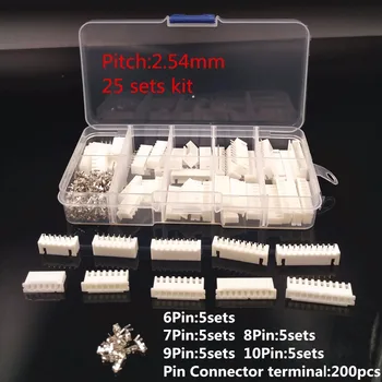 

Boxed 25 sets Kit 6p 7p 8p 9p 10pin 2.54mm Pitch Terminal / Housing / Pin Header Connector Wire Connectors Adaptor XH Kits #003