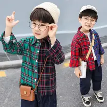 Детские клетчатые блузки одежда для маленьких мальчиков, рубашка детские топы контрастного цвета с длинными рукавами, новинка весны года, повседневная хлопковая рубашка Y391
