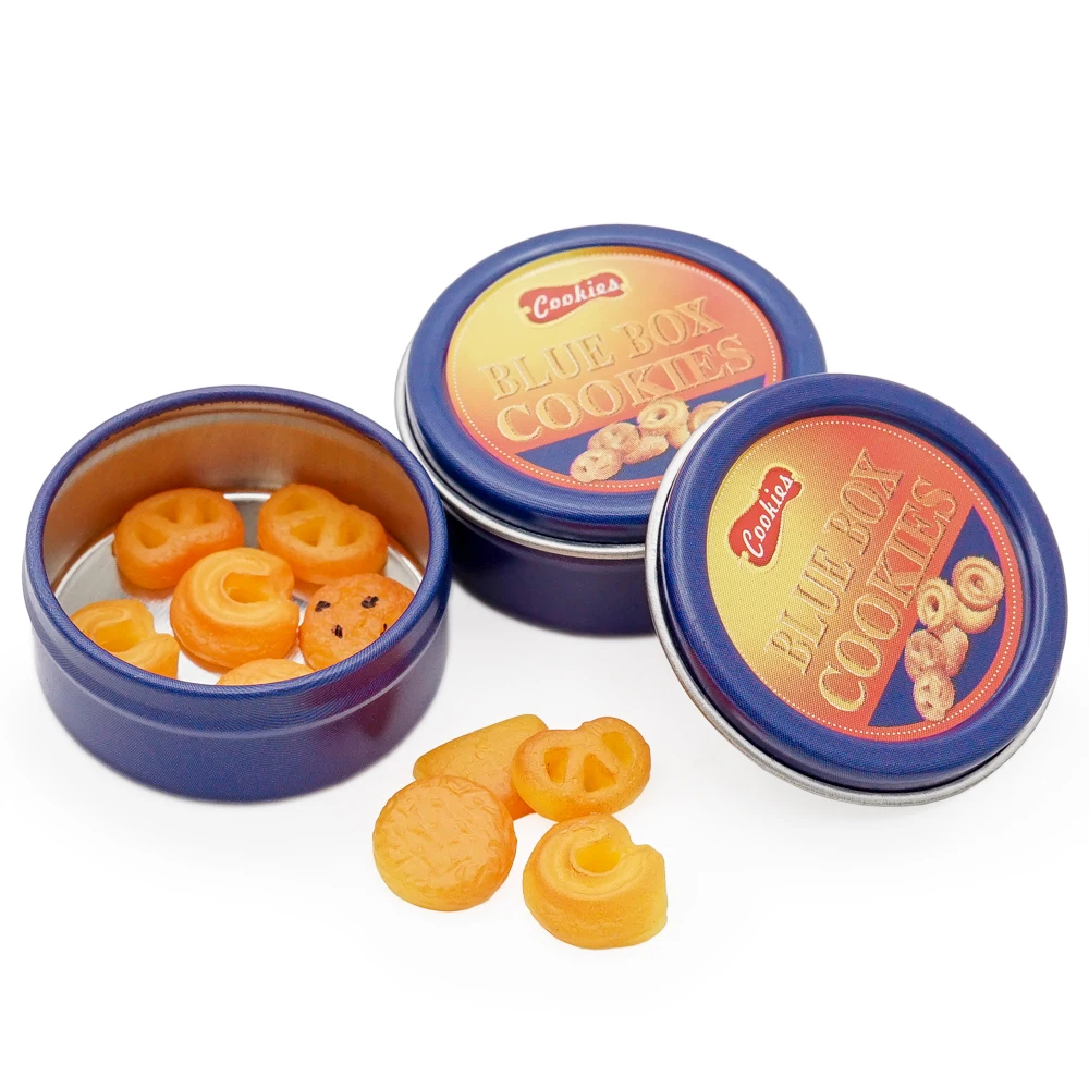 

Odoria 1:6 Miniature 10Pcs Butter Cookies with 2Pcs Cans Blue Box Dollhouse Kitchen Accessories