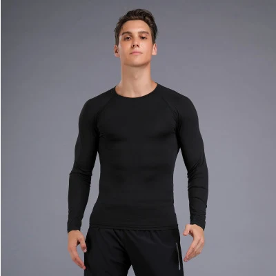 Toppick, однотонная одежда для фитнеса, Мужская компрессионная одежда, Быстросохнущий Спортивный костюм, мужские баскетбольные колготки, одежда для спортзала, фитнеса, бега - Цвет: black shirt
