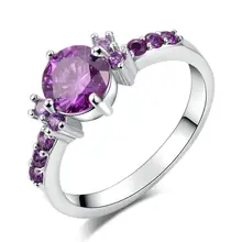 Silver plated Purple zirconia Jewelry rings For Women Engagement Wedding party ring Bague Bijoux Accessories MYR 199