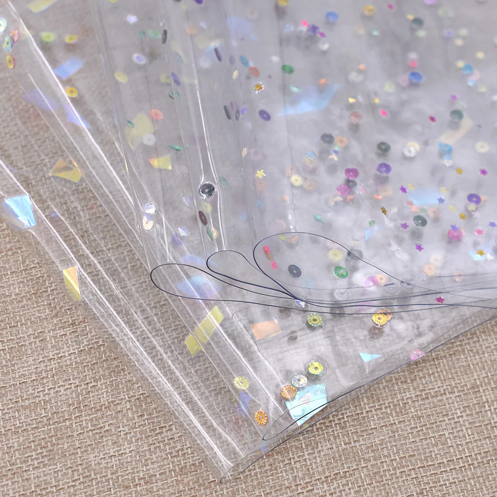 

A4 29*21cm Colorful Sequins Spots Transparent Clear PVC Fabric For Women DIY Handmade Craft Bag Shoes Sewing Cloth Patchwork