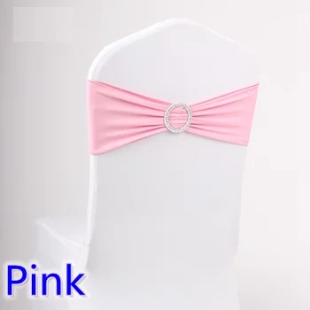 

Pink Colour Spandex chair sashes wedding chair sash with Diamond Rhinestone Buckle lycra stretch wedding chair sashes