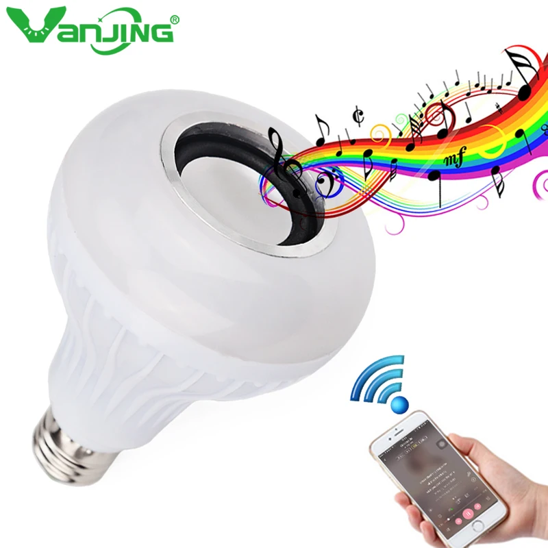 

E27 Smart RGB RGBW Wireless Bluetooth Speaker Bulb Music Playing Dimmable LED Bulb Light Lamp with 24 Keys Remote Control