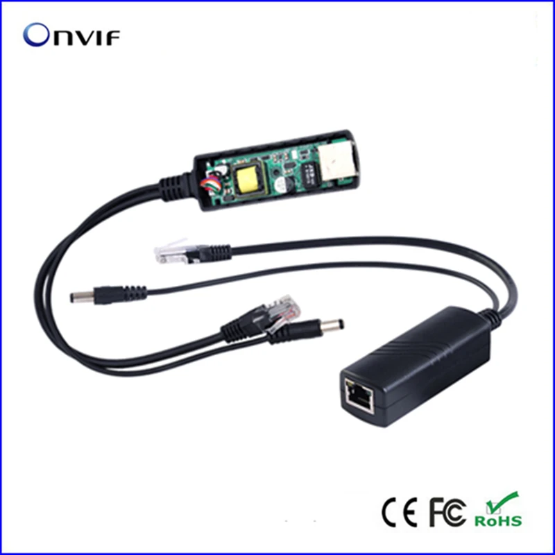 

10/100m IEEE802.3af POE splitter cable 15.4w output 12v/1.25a for ipcam