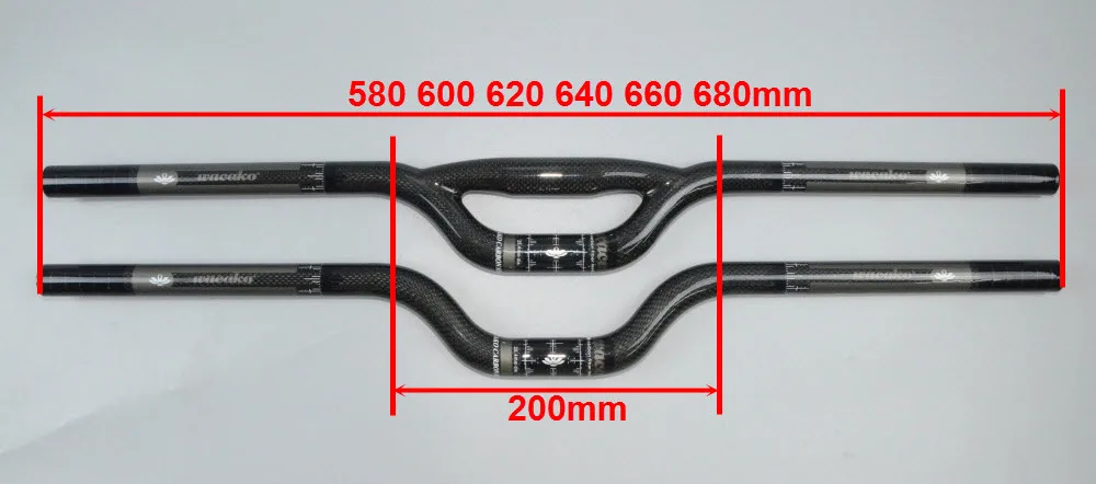 Детали для велосипеда wacako Bicicleta Manillar 25 4*580 680 мм Новый полностью карбоновый руль BMX
