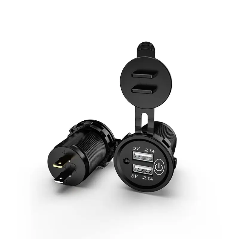 12/24V светодиодный автомобиля мотоцикла лодка 2.1A Dual USB Зарядное устройство гнездо адаптера питания выходного штепселя сенсорный переключатель для мобильного телефона gps планшет