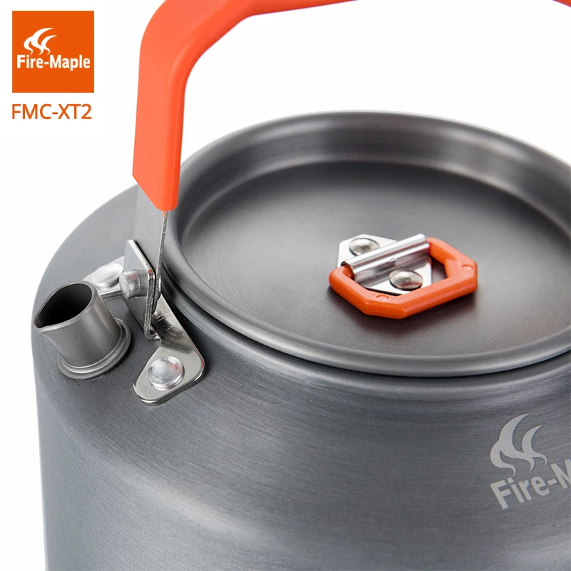 Fuego de arce senderismo hervidor de agua al aire libre Camping de utensilios de cocina de intercambio de calor de baño Pinic tetera café té 1.5L con filtro de té FMC-XT2