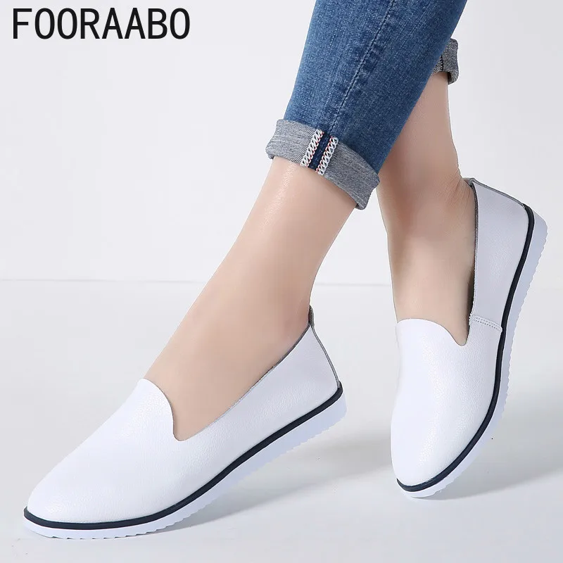 

WDHKUN 2019 Spring Women Flats Shoes Slip On Flat Loafers Leather Shoes Ladies Ballet Flats Boat Shoes Woman Shallow Shoes