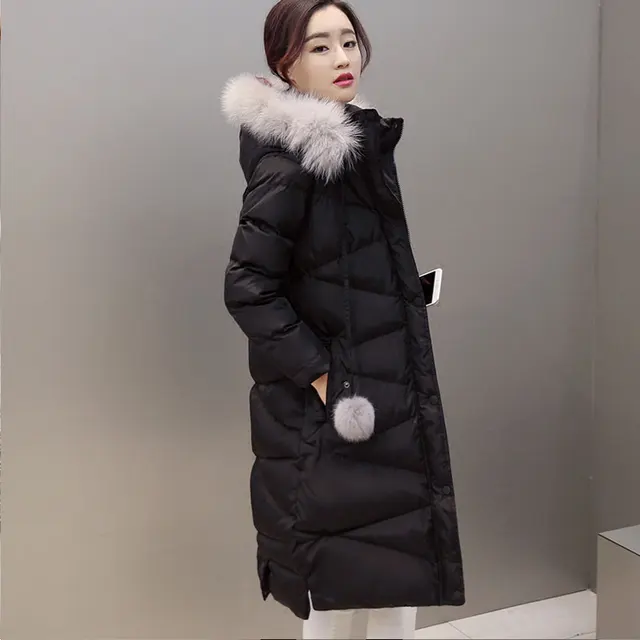 Cheap New Women's Down Cotton Coat Winter 2016 Fashion Loose Casual Solid Color Long-sleeve Thicking Long Cotton-padded Parkas Female